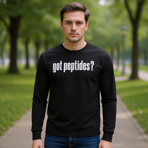 Maglietta a Maniche Lunghe Got Peptides Nera con Collo Rotondo Unisex, Abbigliamento Promozionale - Product Image 2