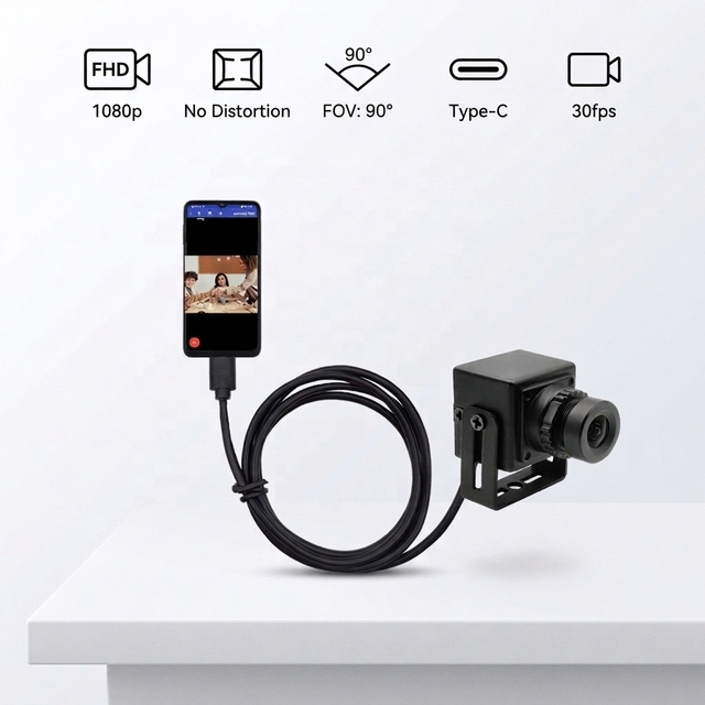 22*22mm 1/2.9" 1920*1080 USB Mini Camera Distortion-free Type-c Android Industrial Camera for ATM Mobile Phone Charging Kiosk