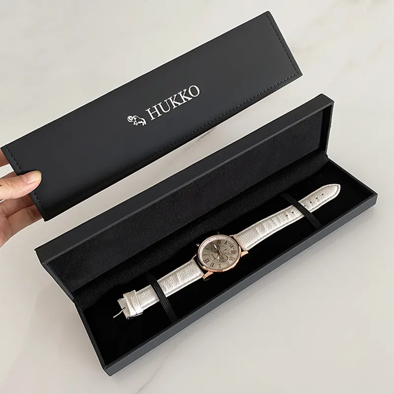 Black Watch Box Long Type Case Elegant Wrist Watch Present Gift Box Case Display Storage Organizer Caixa Para Relogio New