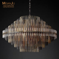 Lámpara de Araña de Cobre Sólido de Lujo, Diseño Vertical Hecho a Mano, Acabado Dorado Antiguo, LED E12, Altura Ajustable, Luz de Arte Moderno