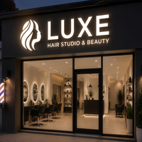Lettres en relief personnalisées avec éclairage frontal, enseigne LED en acier inoxydable, logo 3D pour salon de coiffure
