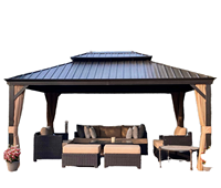 Pergola à toit rigide en aluminium résistante aux UV, imperméable, pour jardin, patio, hôtel, restaurant