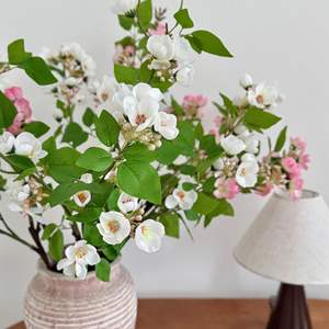 Flores Artificiales de Manzano, Flores de Seda Blancas y Rosas, Estilo Oriental, Decoración Realista para el Hogar, Sala de Estar, Entrada, Primavera - Product Image 4