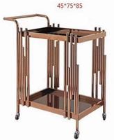 Verre à thé noir trempé clair or argent Crystal Clear Wide Acrylic Bar Cart Trolley Server Acrylic Rolling Bar Cart