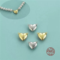 Gros Coeur 925 Argent Sterling 18k Plaqué Or Fermoir Aimant Boucle Sac Perle Bracelet Collier Diy Bijoux Fermoirs Magnétiques