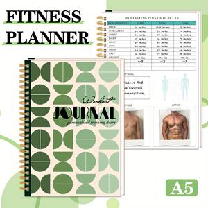 Diario de Entrenamiento A5 con Doble Espiral, Planificador de Fitness con Diario de Entrenamiento Personalizado para Medición Corporal y Seguimiento del Progreso - Product Image 4
