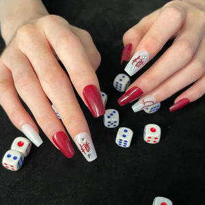 24 pièces de faux ongles en acrylique <span class=keywords><strong>rouge</strong></span> métallisé, collection de Noël, ongles artificiels à coller - Product Image 1