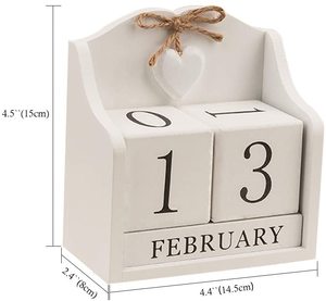 Calendario perpetuo para decoración de escritorio, calendario de madera para oficina y hogar, color blanco cremoso, <span class=keywords><strong>2021</strong></span> - Product Image 3