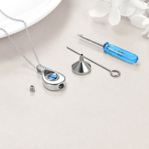 Collar de Plata de Ley 925 con Colgante de Corazón Azul en Forma de Gota y Símbolo de Infinito para Cenizas - Product Image 3