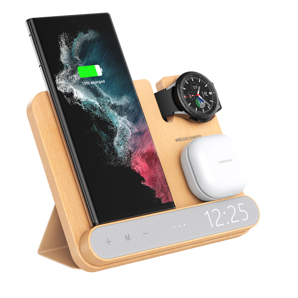 Тренд 2022 3 в 1 беспроводная зарядная станция часы светодиодный дисплей QI 15 Вт Быстрая зарядка цифровой будильник Беспроводное зарядное устройство