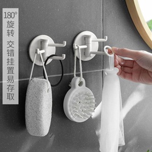 Three Branch Swivel <b>Hook</b> Adhesive Wall Mounted Punch Free For Bathroom <b>Kitchen</b> Dormitory Storage <b>Hooks</b> Round Shape - Product Image 2