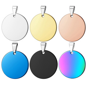 Médaille ronde en métal, pendentif, porte-clés, étiquette de chien, breloque, en acier inoxydable argenté, doré, noir, <span class=keywords><strong>promotion</strong></span> de pièces de monnaie vierges à faire soi-même, cadeau - Product Image 2