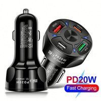 Chargeur de téléphone portable universel USB Type C 3.0, mini chargeur double USB C 4 ports, charge rapide, adaptateur de chargeur de voiture rapide pour iPhone