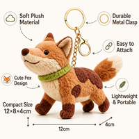 Porte-clés en peluche Zaves Kawaii Shiba Inu marron, écologique, durable, doux, en forme de renard/chien, breloque de sac, 12 cm, cadeau