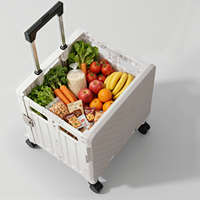 Chariot pliant personnalisé en plastique moulé par injection, écologique, pour le rangement de fournitures de dortoir, de jardin et de supermarché