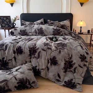 Sang Trọng Báo In Lông Cừu Chồn 4-Mảnh Bộ Đồ Giường Thiết Lập Siêu Mềm & Dày Nữ Hoàng Kích Thước Mùa Đông Ấm Áp Sang Trọng Comforter Bìa Bộ - Product Image 3
