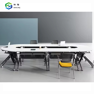 Mesa de entrenamiento con tapa giratoria creativa mesa de conferencia triangular plegable con ruedas - Product Image 5