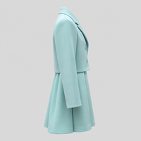 Ensemble de costume western vert menthe pour filles, tissu extensible quadridirectionnel, blazer court et jupe plissée évasée, tenue d'été deux pièces pour enfants