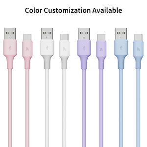 Câble de charge rapide en silicone USB-<span class=keywords><strong>A</strong></span> vers C 3A pour téléphones Macaron OEM EU/US - Product Image 3