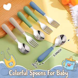 ชุดป้อนอาหารจานพอร์ซเลนสำหรับเด็กวัยหัดเดิน8 "ปลอกซิลิโคนกันลื่น3ช้อนชุดทานอาหารสำหรับเด็ก - Product Image 5