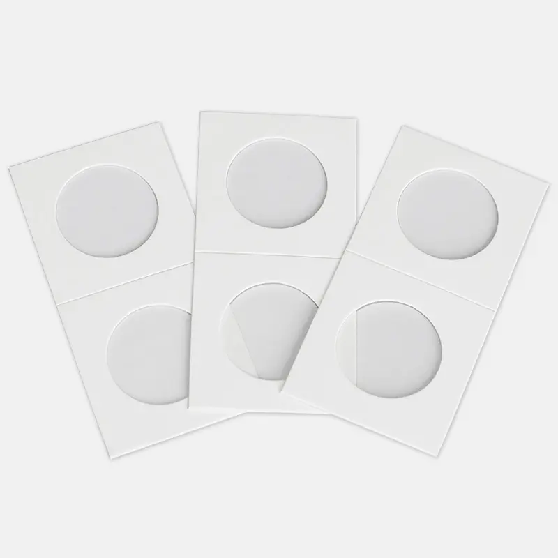 großhandel kundendefinierte selbstklebende Münzfalten Papierkartenhalter sortiert 2×2 Karton Mylar-Coin-Flips