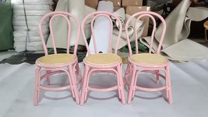 Chaise pour enfants en rotin avec des couleurs roses, design moderne, chaise d'hôtel, finition peinte en poudre pour une utilisation en intérieur et en extérieur - Product Image 3