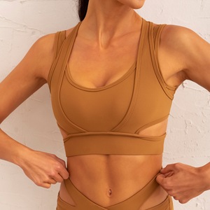 Soutien-gorge <span class=keywords><strong>de</strong></span> sport côtelé à découpes au dos pour femme, léger, respirant et rembourré, idéal pour le yoga, le Pilates, la course et la gym - Product Image 5