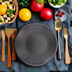 <span class=keywords><strong>Service</strong></span> <span class=keywords><strong>de</strong></span> <span class=keywords><strong>table</strong></span> 12 pièces en mélamine noire écologique pour 4 personnes – Vaisselle <span class=keywords><strong>de</strong></span> restaurant et usage commercial (4 pièces) - Product Image 6