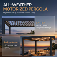 Pergola bioclimatique motorisée en aluminium imperméable 3x4m avec toit à lamelles et porte en verre pour balcon, terrasse extérieure