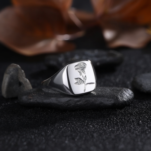 Bague tendance en acier inoxydable 316L plaqué or PVD, motif rose, bijoux pour homme - Product Image 3