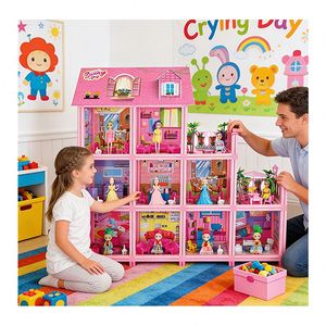 Modèle de maison miniature décorative avec meubles, éclairage, fenêtres, portes, décoration créative pour chambre, cadeau pour enfants - Product Image 3