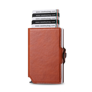 High Quality Crazy Horse Pu Leather Auto-eject Mini Men <b>Smart</b> <b>Wallet</b> Portefeuille Pop-up Aluminum Alloy Anti-theft Popup <b>Wallet</b> - Product Image 1