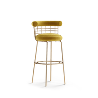 Tabourets de bar modernes de luxe en gros, comptoir d'îlot de cuisine, chaise de bar en métal doré pour salle à manger, salon, meubles