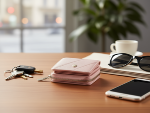 Portafoglio da donna con cerniera a tre pieghe, dimensioni ridotte, materiale PU, stile minimalista - Product Image 2