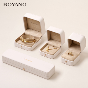 Scatola per Set di Gioielli Boyang, Confezione per Collana, Bracciale, Orecchini e Anello, Scatola di Lusso in Pelle PU con Logo Personalizzato - Product Image 4