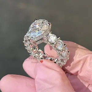 5cts मुख्य पत्थर लक्जरी विंटेज सगाई की अंगूठी moissanite अंगूठी व्हाइट गोल्ड