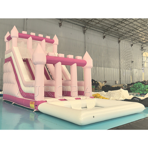 Lâu đài công chúa màu hồng thương mại trượt nước lớn trượt nước thương mại bơm hơi trượt nước màu hồng để Bán hồ bơi thương mại - Product Image 3