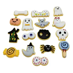 Mix Design Resin Halloween Eyeball Ghost Candy Bat Flat Back Cabochon Art Supply Decoration Charm Craft DIY Hair Bow Center