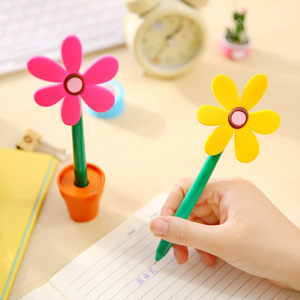 Stylo bille en plastique motif tournesol 1,0 mm, stylo publicitaire créatif et mignon en forme de pot de fleurs - Product Image 2