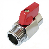 Mini-vanne à boisseau sphérique manuelle DD1040 pour eau, connexion OEM BSP 1/2 po, poignée courte rouge