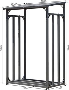 Support à <span class=keywords><strong>bois</strong></span> <span class=keywords><strong>de</strong></span> <span class=keywords><strong>chauffage</strong></span> en métal très populaire 130 x 70 x 185 cm, abri <span class=keywords><strong>de</strong></span> jardin <span class=keywords><strong>pour</strong></span> <span class=keywords><strong>bois</strong></span> <span class=keywords><strong>de</strong></span> <span class=keywords><strong>chauffage</strong></span>, aide au rangement et à l'empilage extérieur <span class=keywords><strong>pour</strong></span> le stockage du <span class=keywords><strong>bois</strong></span> - Product Image 3