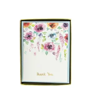 Tarjeta de felicitación en caja de cartón de papel de impresión de negocios de agradecimiento de boda Floral