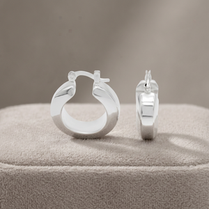Wholesale <b>Silver</b> Hoop <b>Earrings</b> Chunky <b>Huggie</b> <b>Earrings</b> for Women Plain Clicker Round Stud Plain Thick Round D-Tube Hoop <b>Earrings</b> - Product Image 2