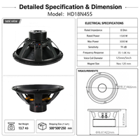 Subwoofer professionnel en néodyme de 18 pouces, 1500W AES, bobine vocale de 5 pouces, 96dB, haute sensibilité, pour système Line Array