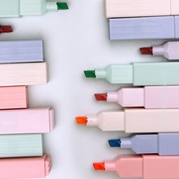 6 stylos surligneurs de couleur pastel pour l'école et le bureau, surligneurs abordables, stylo marqueur rectangulaire, vente en gros