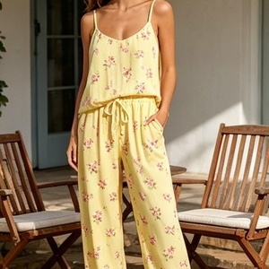 Conjunto de Pijama de <span class=keywords><strong>Dos</strong></span> Piezas para Mujer, Ropa de Dormir sin Mangas, Camiseta y Pantalones, Ropa para Estar en Casa - Product Image 1