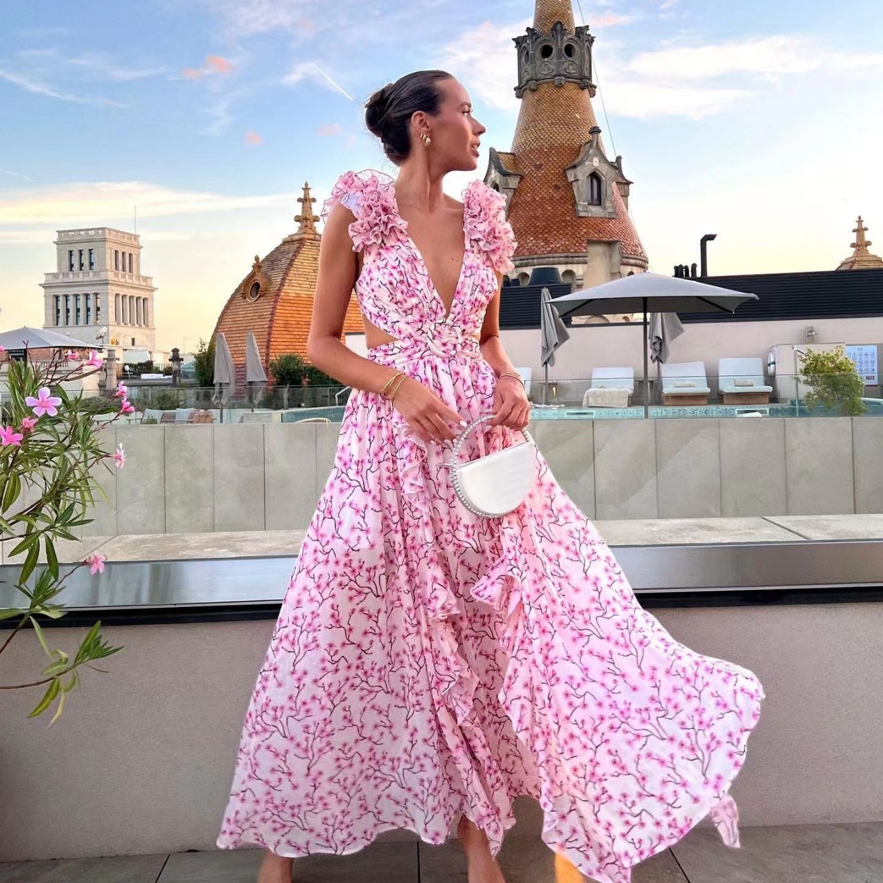 chinese dress ladies Fall Bouquet Sleeveless Maxi Dress – Joy & Country main image 1