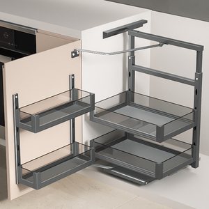 स्मार्ट पैंट्री अलमारी एल्यूमीनियम ग्लास बाहर भंडारण शेल्फ उपलब्ध छोटे पेंट्री आयोजक - Product Image 5