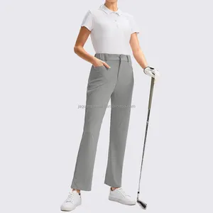 Solide graue Golfhosen gewebte Polyester Elasthan Slim Fit-Kleid Hosen Stretch-Sporthosen für Damen