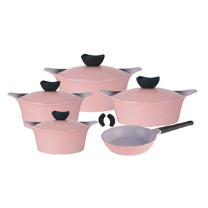 Eco-Friendly Die Casting Aluminum Cookware Set with Granite <strong>Ceramic</strong> Cooking <strong>Pots</strong> and Glass Lid - Product Image 4